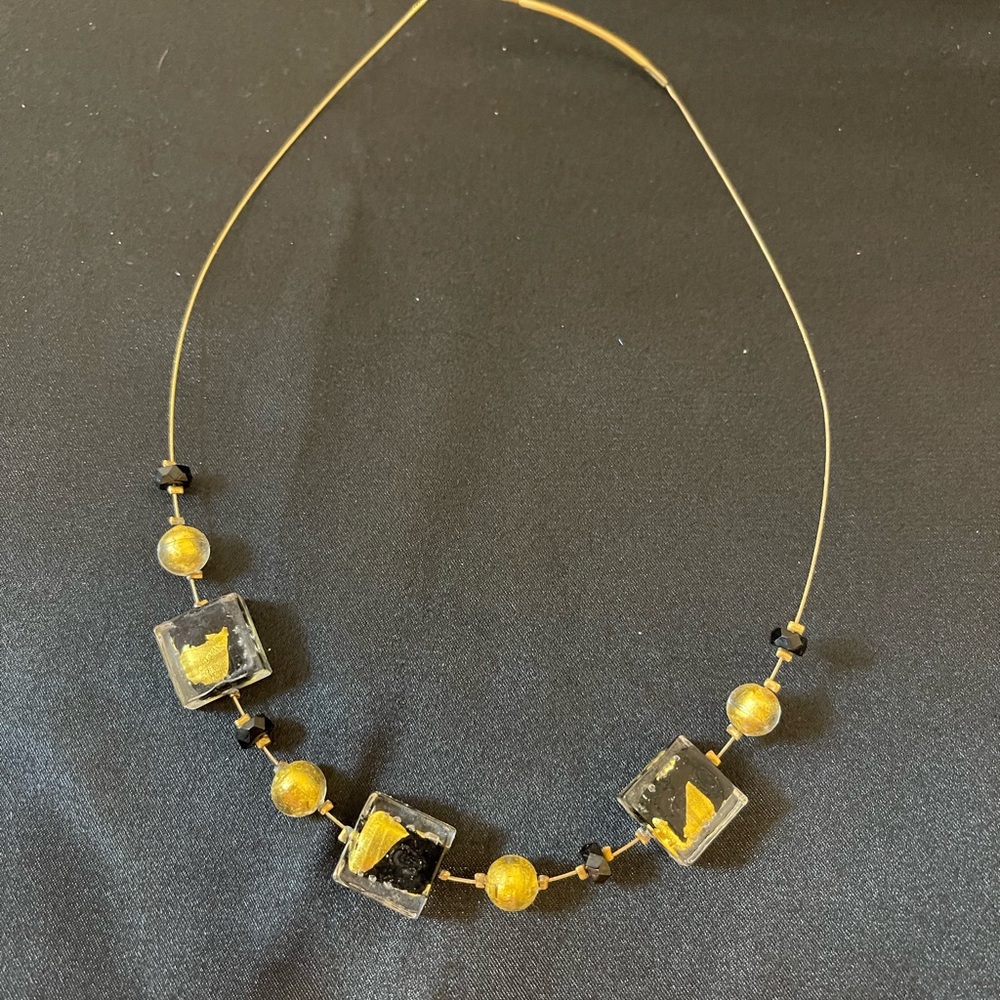Elegant Gold and Black Choker Necklace